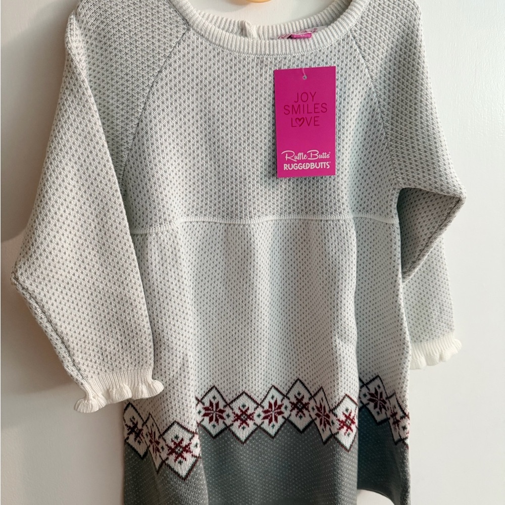 NWT Ruffle Butts Gray and White Sweater Dress